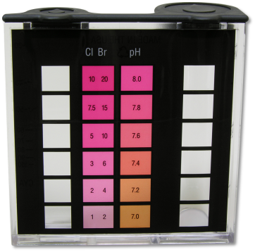 A pool water test kit that tests ph and chlorine